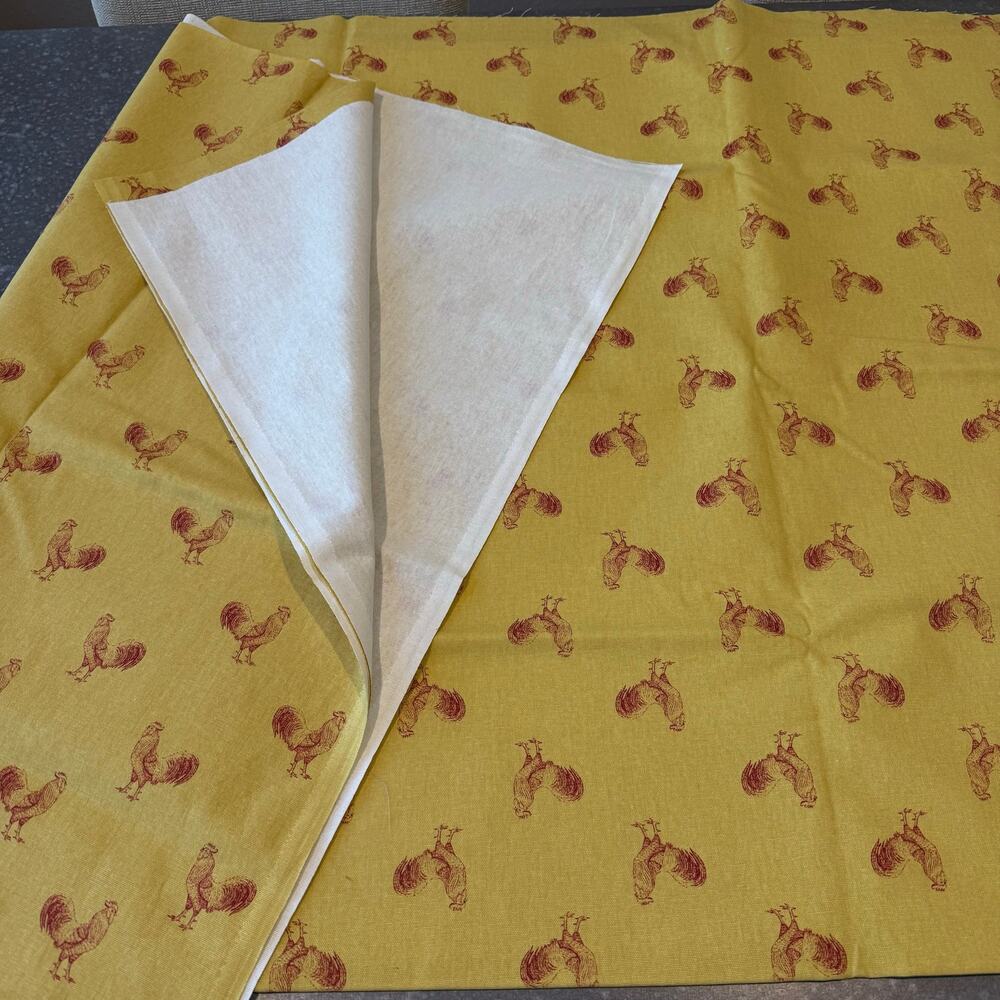 Rooster Chicken Cotton Canvas Fabric Gold Yellow Sewing Crafting 142" L x 58" W - Picture 3 of 3